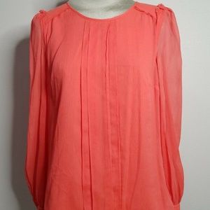 J Crew Coral Ruffle Sleeve Shirt Size 2